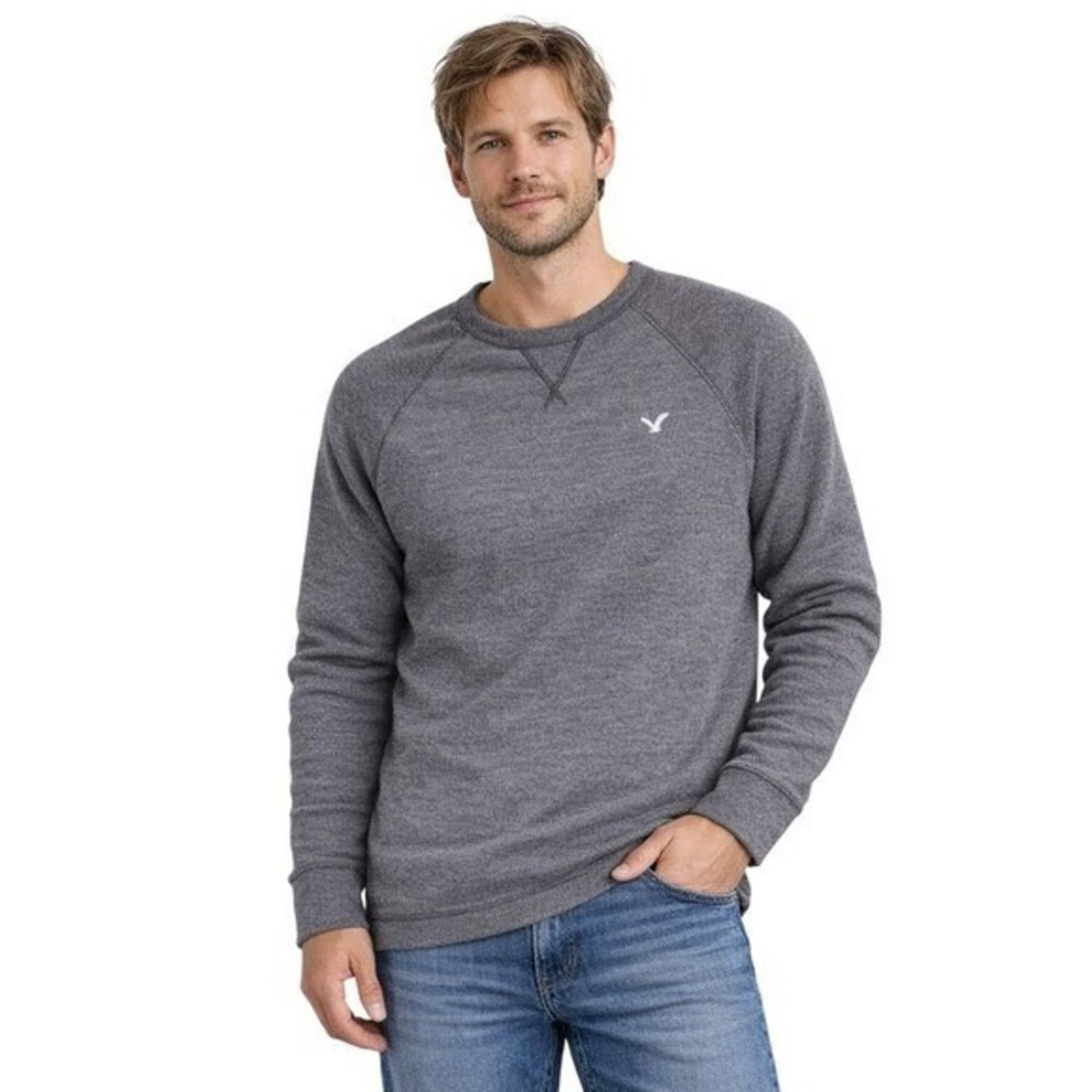 American Eagle Legend Mens XXL Charcoal Gray Waffle Knit Thermal Sweatshirt